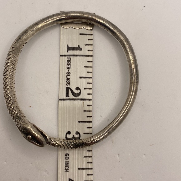 Vintage Marked MMA Silver Tone Snake Bangle 7.5” Length 3” Width - Picture 3 of 4